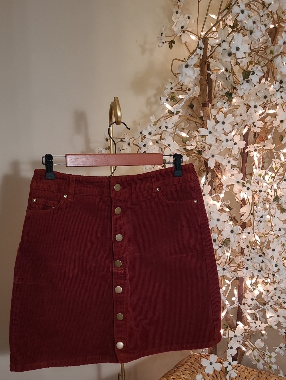 Rust Corduroy Skirt